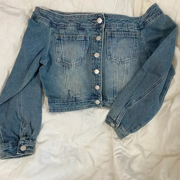 [BUNJANG] Vintage Denim Off-Shoulder Top Size S / 빈티지 여성 청오프숄더 판매 어항빈티지 몽글빈티지