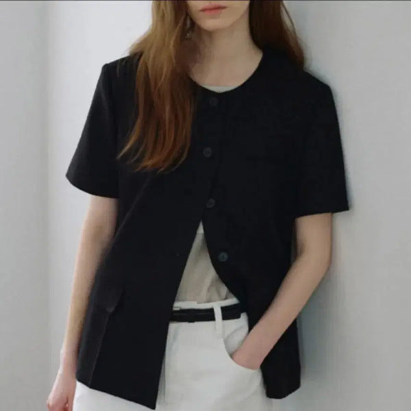 [BUNJANG] ON&ON Short Sleeve Jacket M Black / (새상품) 온앤온 반팔 자켓