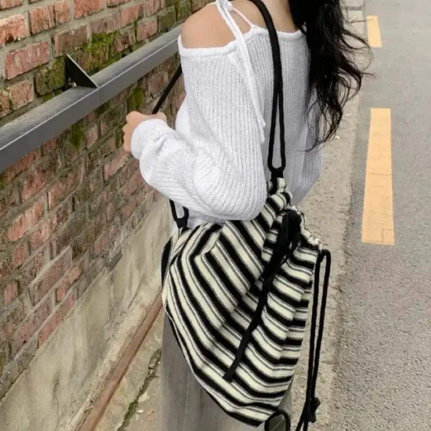 [BUNJANG] Shift Eight Stripe Gym Sack String Bag / 시프트에잇)스트라이프 짐색 스트링백