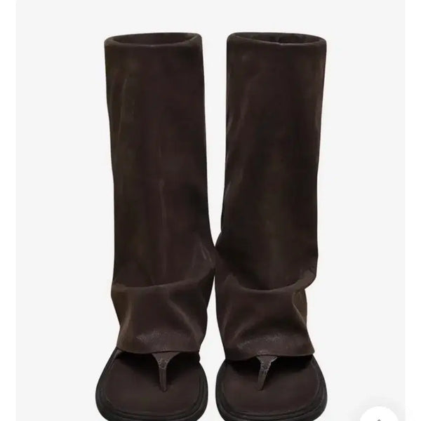 [BUNJANG] Summer Warmer Folding Boots Brown 230 / 새상품급)썸머 워머 쪼리 폴딩 부츠 브라운 230