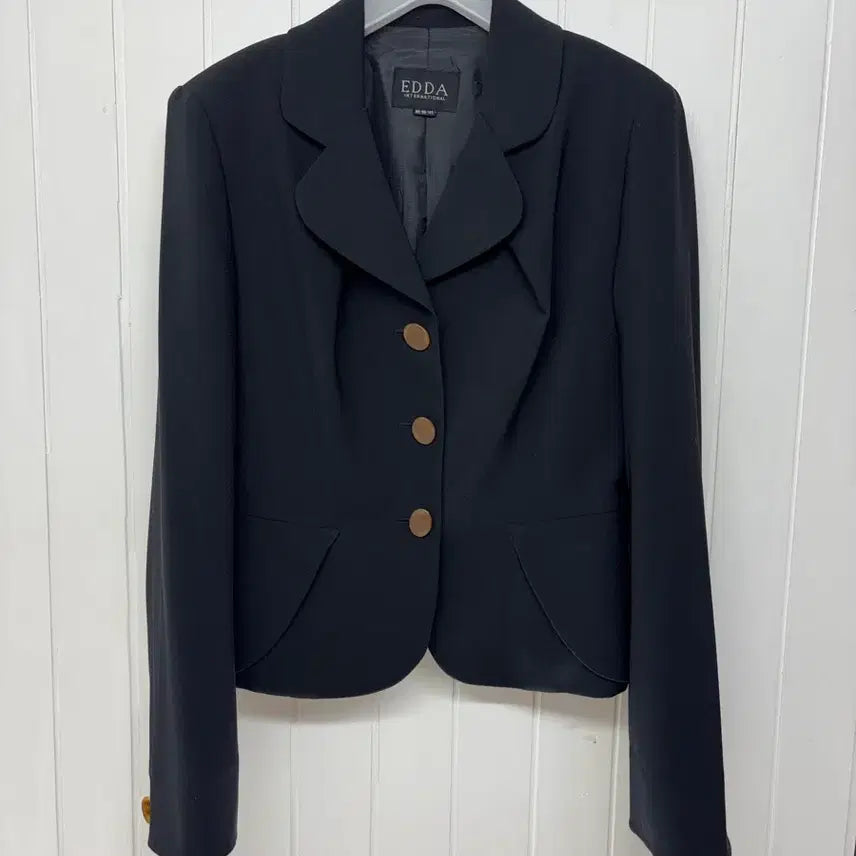 [BUNJANG] EDDA International 90s Avant-Garde Peplum Black Jacket (Women's Size 66) / 90s빈티지 EDDA 아방가르드 페플럼 블랙 자켓 여성66ㅡ0712
