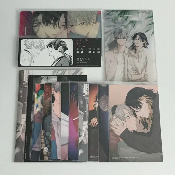 [BUNJANG] Pink Heart Jam Acrylic Stand, Postcard, Booklet Set / 일본 비엘 bl 핑크 하트 잼 아크릴 스탠드, 엽서, 소책자 특전 세트