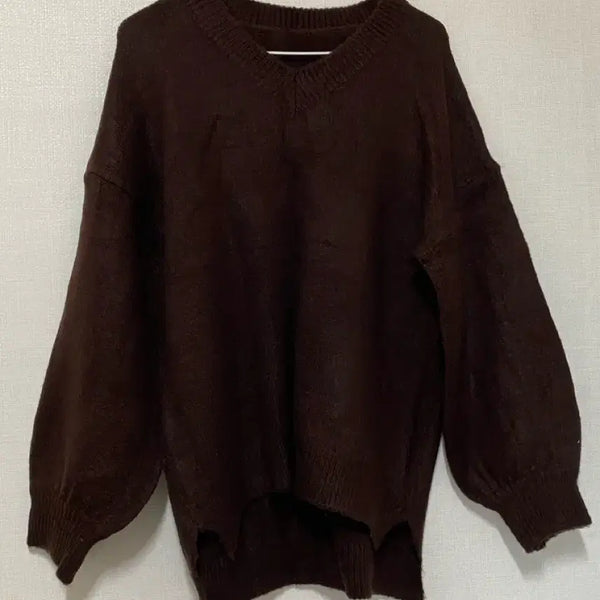 [BUNJANG] Women's Dark Brown Knit Sweater / 여성 고동색 니트 스웨터 판매