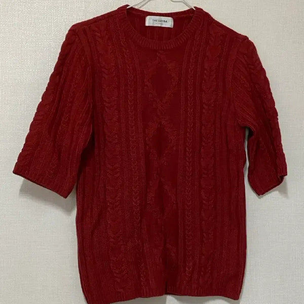 [BUNJANG] Red Women's Short Sleeve Knit Sweater / 빨간색 여성 반팔 니트