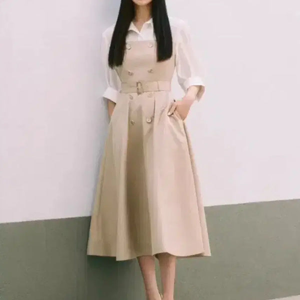 [BUNJANG] MICHAA Song Hye-kyo Trench Dress Beige/White Size 55 / 미샤 송혜교 트렌치 원피스 55