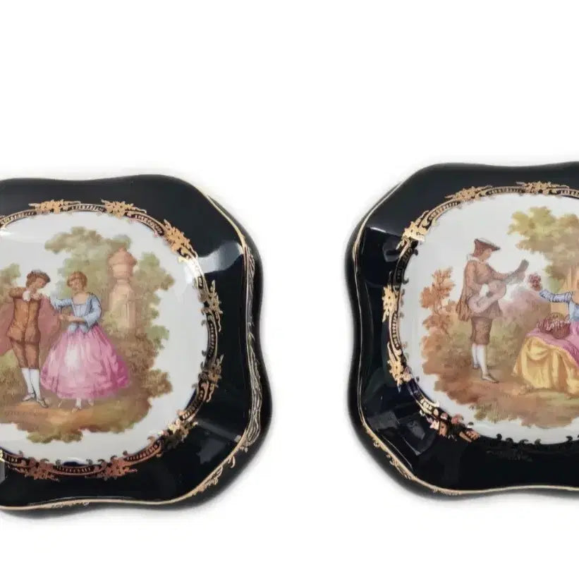 [BUNJANG] Antique Limoges "Lovers" Blue Jeweled Box / 엔틱 리모지 연인 블루보석함
