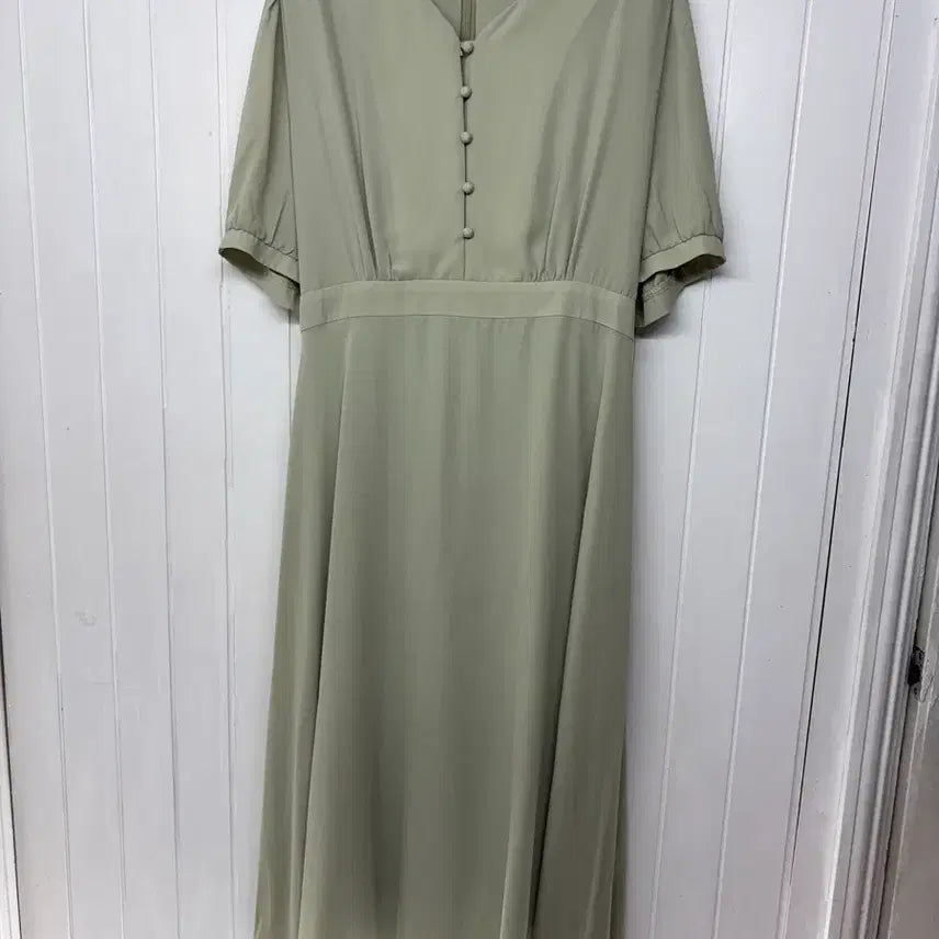 [BUNJANG] Hotping Plus Size Olive V-Neck Button Detail Long Dress / 핫핑 빅사이즈 올리브 원피스 77-88 ㅡ0712