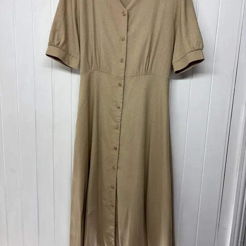 [BUNJANG] Hotping Beige Short-Sleeve Dress / 핫핑 베이지 반팔 원피스 55-66 ㅡ0712