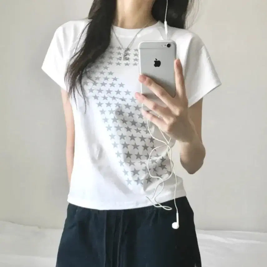 [BUNJANG] Wona Seven Star Semi Crop T-Shirt / 에이블리 wona 세븐스타 세미크롭 반팔티 판매해요