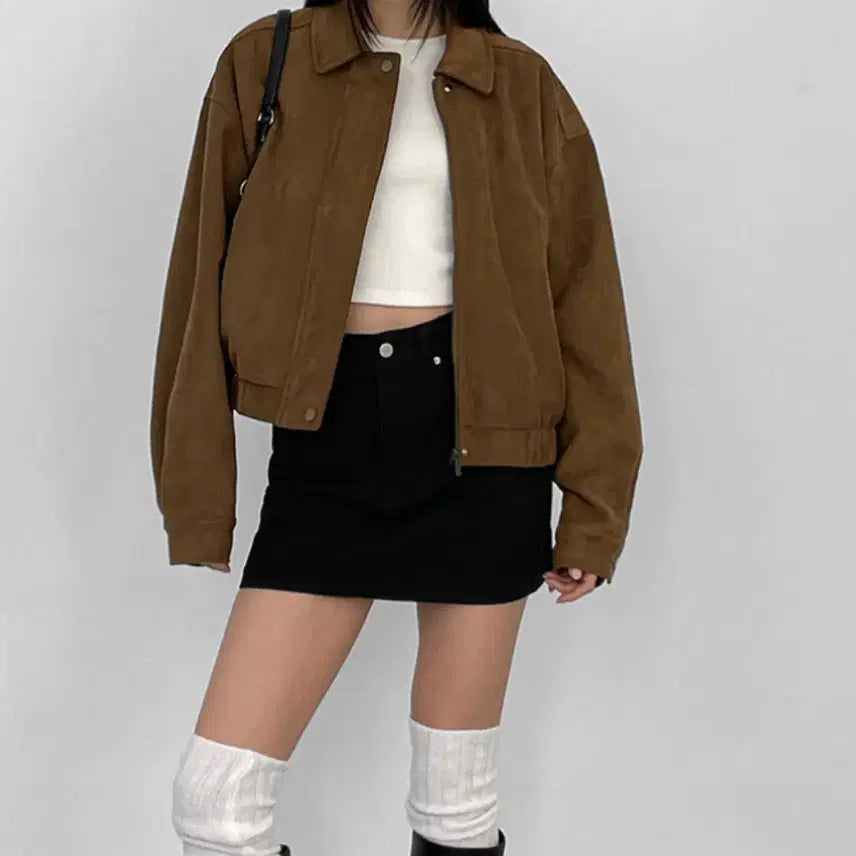 [BUNJANG] Black Up Suede Blouson Jumper - Brown / 블랙업 자체제작 스웨이드 블루종 브라운 점퍼 새상품