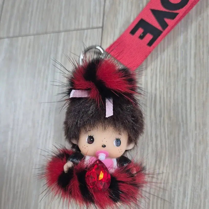 [BUNJANG] Monchhichi Plush Keychain with Jewel Decoration / 몬치치 키링 인형