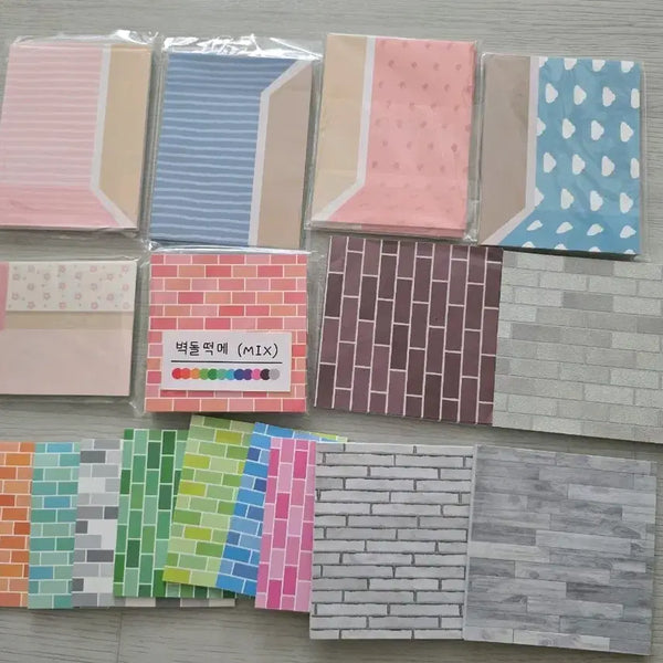 [BUNJANG] Brick Pattern Memo Pad Set / 메모지 벽돌 패턴 믹스