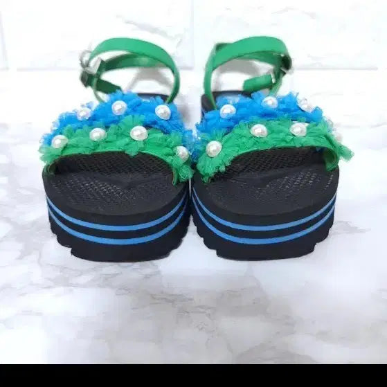 [BUNJANG] SUECOMMA BONNIE Platform Sandals (Blue/Green) / 슈콤마보니 플랫폼 샌들 블루 그린