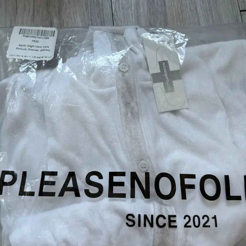 [BUNJANG] Please No Follow Karin Highneck Lace Pintuck Long Sleeve Dress White / 플리즈노팔로우 카린 하이넥 레이스 핀턱 원피스 화이트