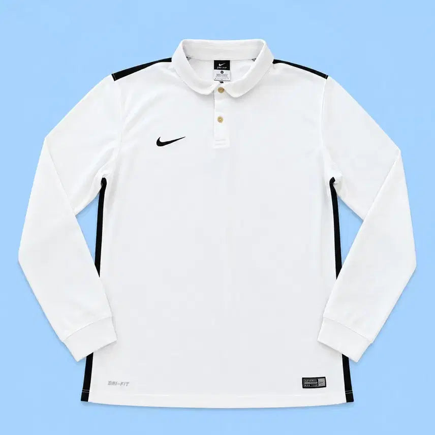 [BUNJANG] Nike Dri-FIT Long Sleeve Polo T-Shirt L White / 나이키 드라이핏 롱슬리브 L 화이트 운동복 기능성 티셔츠 카라 트레이닝