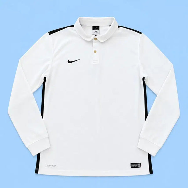 [BUNJANG] Nike Dri-FIT Long Sleeve Polo T-Shirt L White / 나이키 드라이핏 롱슬리브 L 화이트 운동복 기능성 티셔츠 카라 트레이닝