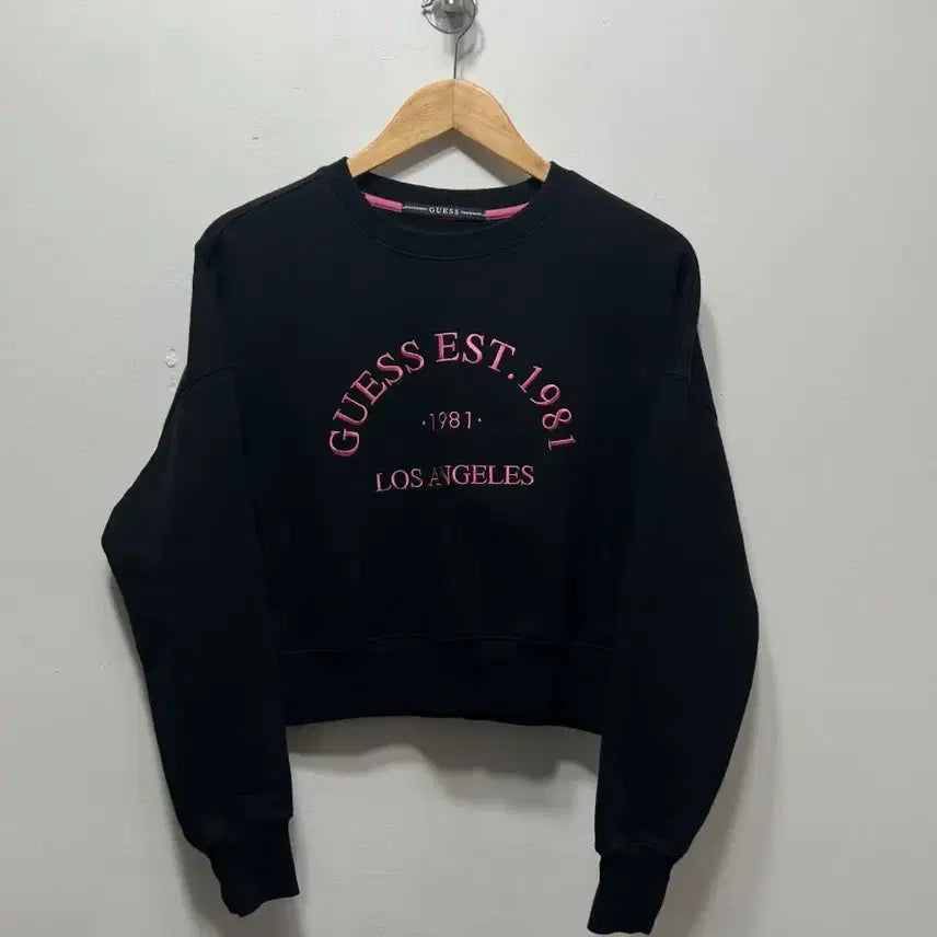 [BUNJANG] Guess Black Pink Logo Sweatshirt XS / 게스 맨투맨 블랙 핑크 로고 XS