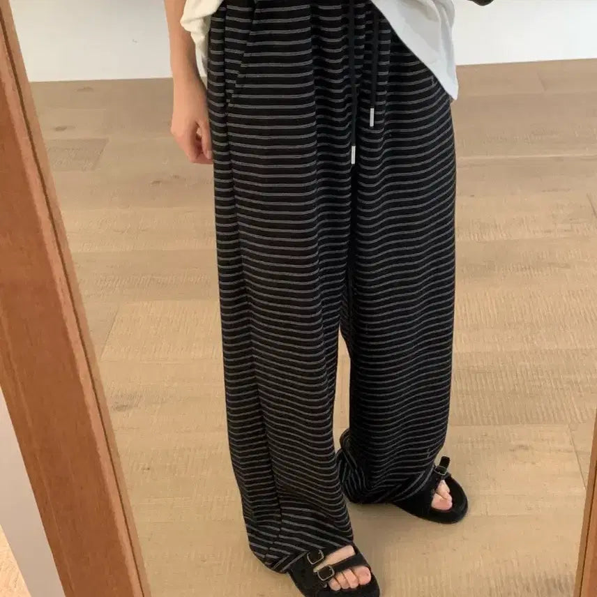 [BUNJANG] Stripe Elastic Waistband Pants (Free Size) / (새상품) 스트라이프 밴딩팬츠(freesize)