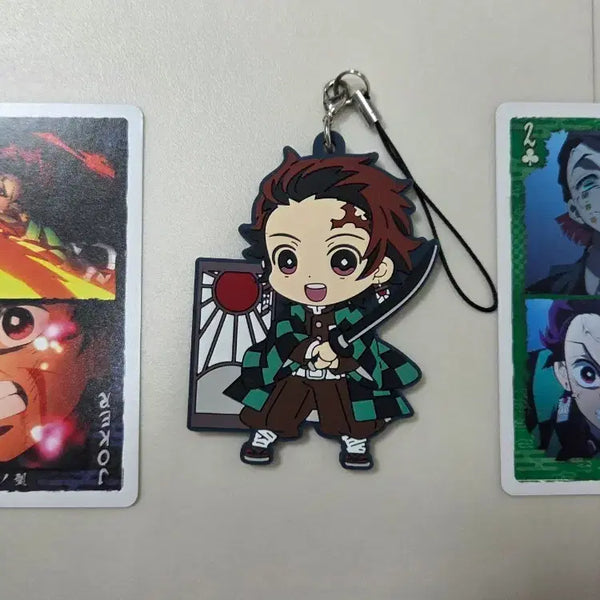 [BUNJANG] Demon Slayer Tanjiro Rubber Strap Keychain / 귀멸의 칼날 러버스트랩 고무키링: 탄지로(포토카드선물2개)