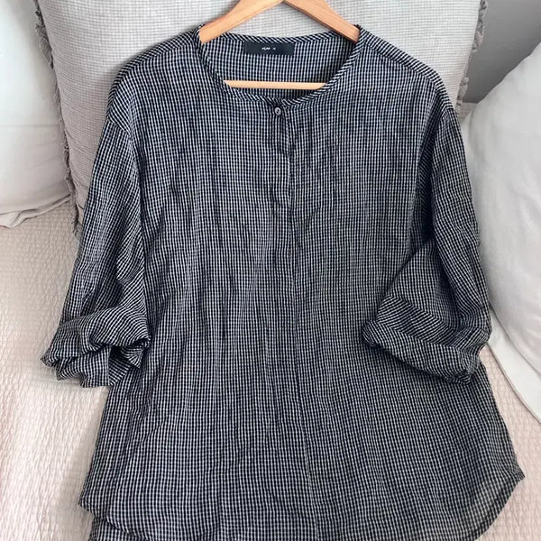 [BUNJANG] Women's Summer Check Blouse / 여자 여름 체크 블라우스