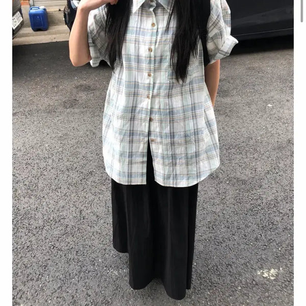 [BUNJANG] Ourfirst Wendy Check Shirt Mint / 아워프 웬디 체크 셔츠 남방 민트