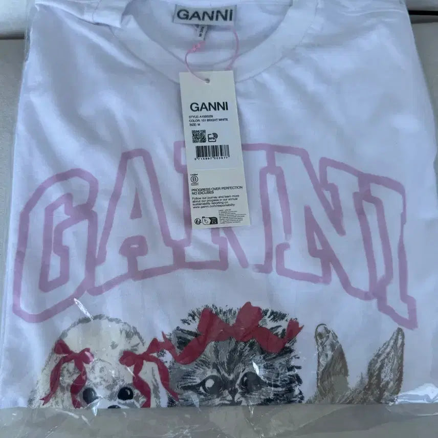 [BUNJANG] GANNI White Graphic T-Shirt / 가니 반팔티 화이트