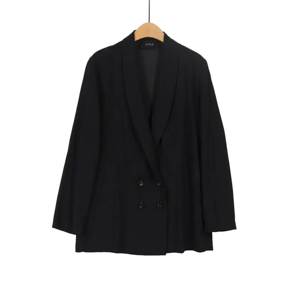 [BUNJANG] LITTLE Black Double Jacket / LITTLE 자켓 프리 블랙 더블 자켓 오피스룩