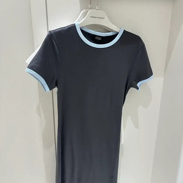 [BUNJANG] Musinsa Color Block Mini Dress / 무신사 원피스 다크 그레이 블루 배색