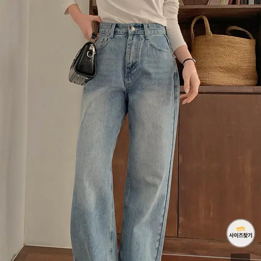 [BUNJANG] Rirancoe Meburand Washing Wide Denim - Basic Light Blue M / 리리앤코 메브랑드 워싱와이드데님-기본연청 M 원로그 하와 가내스라 언더비
