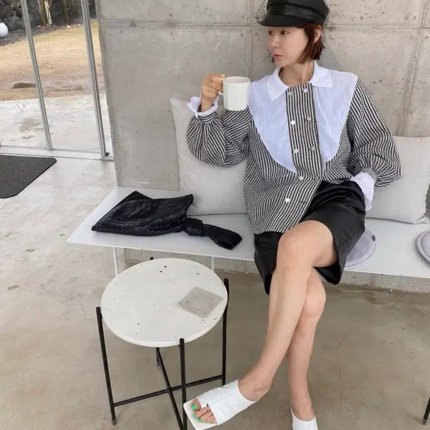 [BUNJANG] Limishop Black Stripe Shirt / 리미샵 블랙 스트라이프 셔츠