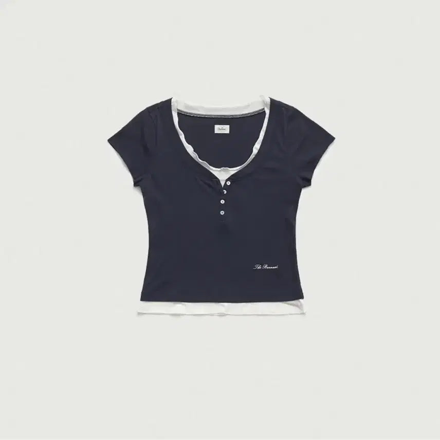 [BUNJANG] TheBarnet Noah Slim Layered Tee Navy / 더바넷 noah slim layered tee