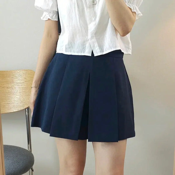 [BUNJANG] Dabagirl Women's Navy Pleated Shorts / (M)다바걸 여성 숏 팬츠 네이비 플리츠 W4337