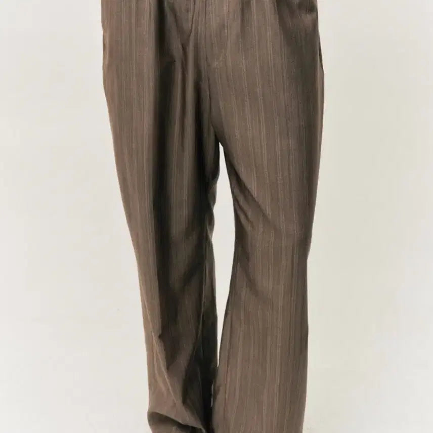 [BUNJANG] Noir Wool Silk Stripe Light Pants - Brown (Size 48) / 노이어 울 실크 스트라이프 라이트 팬츠 48 사이즈 (브라운)