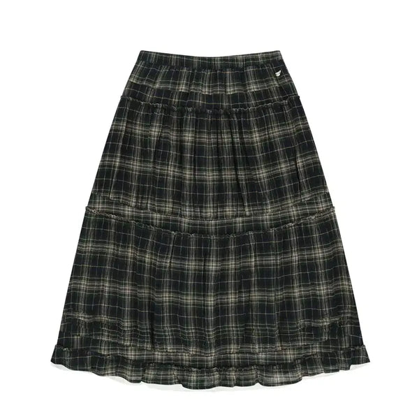 [BUNJANG] Coyseio Shirring Check Midi Skirt / Coyseio 코이세이오 셔링 체크 스커트