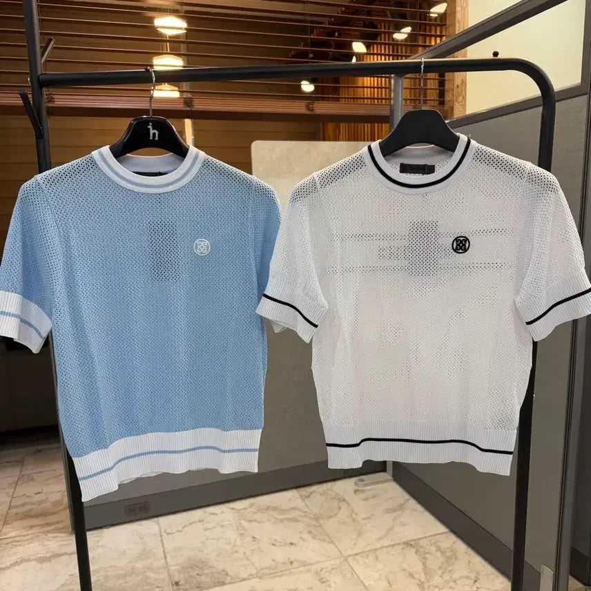 [BUNJANG] Women's Golf Knit Blue & White / 여성 골프 니트 블루&화이트