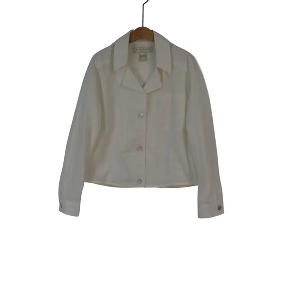 [BUNJANG] DAILYLOOK White Cropped Cotton Jacket S / DAILYLOOK 자켓 S 화이트 크롭 코튼 자켓