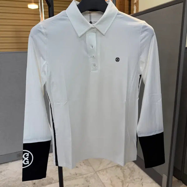 [BUNJANG] Women's Golf Long Sleeve T-Shirt White & Black / 여성 골프 긴팔티 화이트&블랙