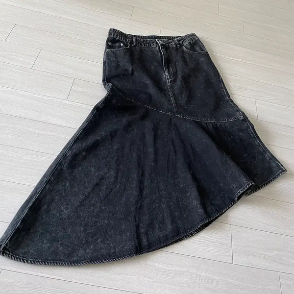 [BUNJANG] H&M Black Denim Mermaid Long Skirt / H&M데님 머메이드 롱 스커트 블랙