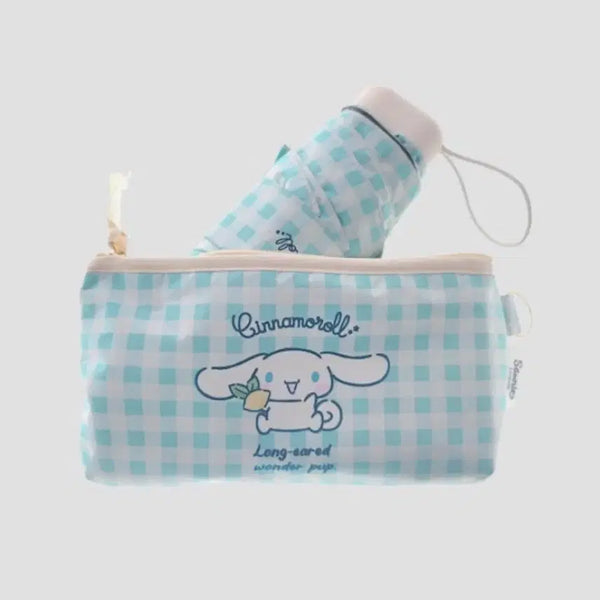 [BUNJANG] Sanrio Cinnamoroll Mini Check 5-Section Sun/Rain Umbrella (Sealed) / 미개봉 시나모롤 미니 체크 암막 5단 우양산 우산 양산 산리오