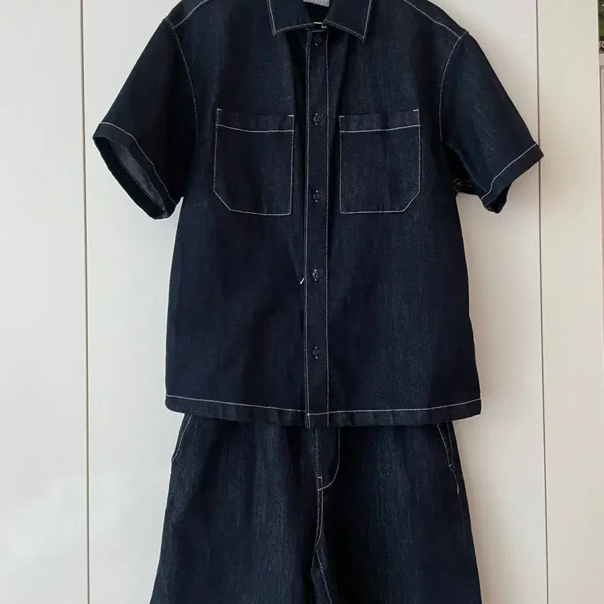 [BUNJANG] Mind Bridge Denim Shirt and Shorts Set / 마인드브릿지 데님 셔츠 반바지 세트 100