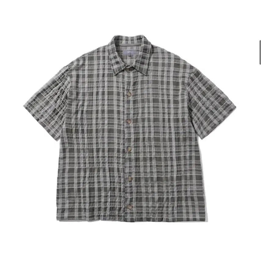 [BUNJANG] VALUUT Wrinkle Half Sleeve Collar Shirts Olive Check Size 3 / 발루트 링클 하프 셔츠 (3)