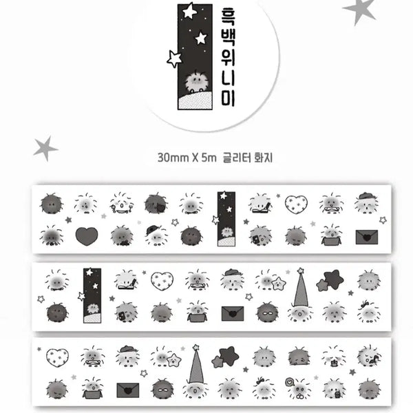 [BUNJANG] Winnie Village Black & White Winnie Mini Kiss Cut Stickers / 위니빌리지 흑백위니미 키스컷