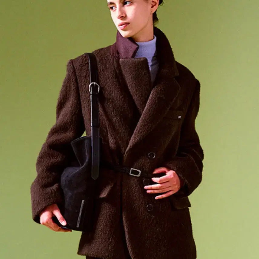 [BUNJANG] L'Eveil Quilted Lined Alpaca Jacket Dark Brown / [루에브르] 퀼티드 라인드 알파카 자켓 다크 브라운