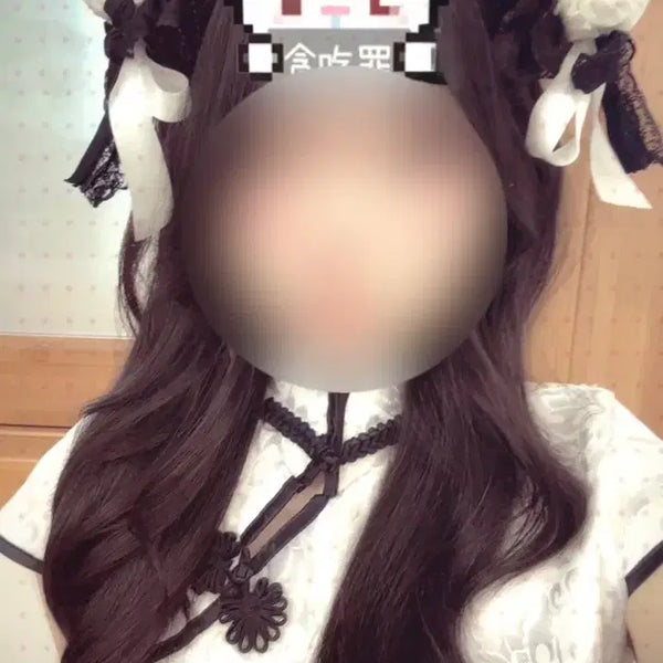 [BUNJANG] Handmade Cheongsam Bun Hair Accessory Chun-Li Ribbon Lace Hairpin Jirai Kei Cosplay / 핸드메이드 치파오 만두 머리장식 춘리 리본 레이스 헤어핀 지뢰계 코스프레