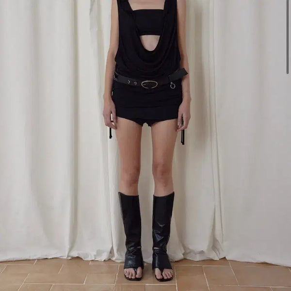 [BUNJANG] Bohemian Seoul Cowl Boxer Hoodie Black / 보헤미안서울 카울 복서 후디 블랙