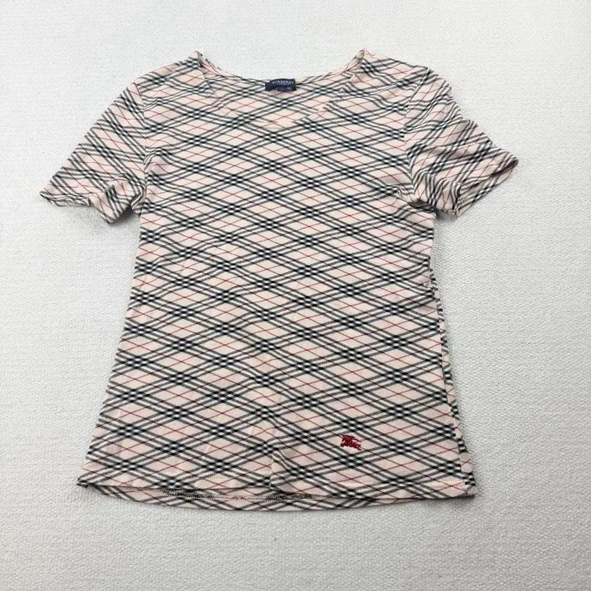 [BUNJANG] Burberry Women's Cotton Nova Check Knight Logo Short Sleeve T-Shirt / 버버리 (WOMEN - m)코튼 노바 체크 기마상 로고 반팔 티셔츠