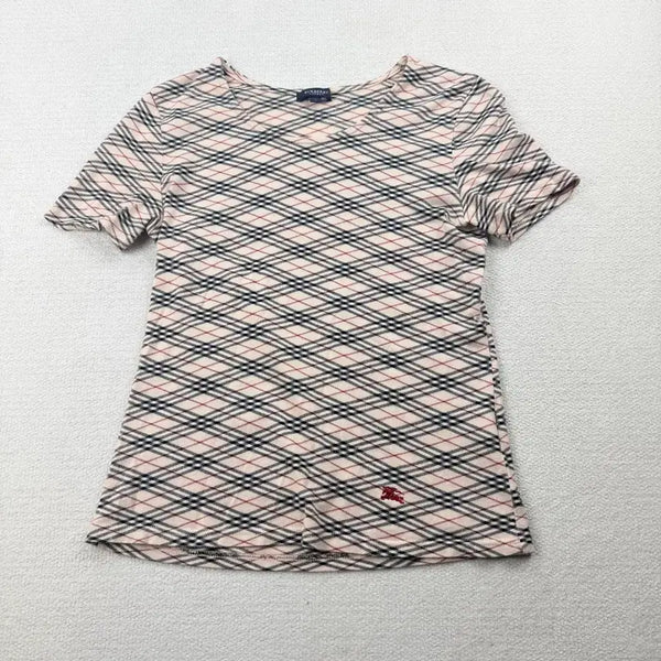 [BUNJANG] Burberry Women's Cotton Nova Check Knight Logo Short Sleeve T-Shirt / 버버리 (WOMEN - m)코튼 노바 체크 기마상 로고 반팔 티셔츠