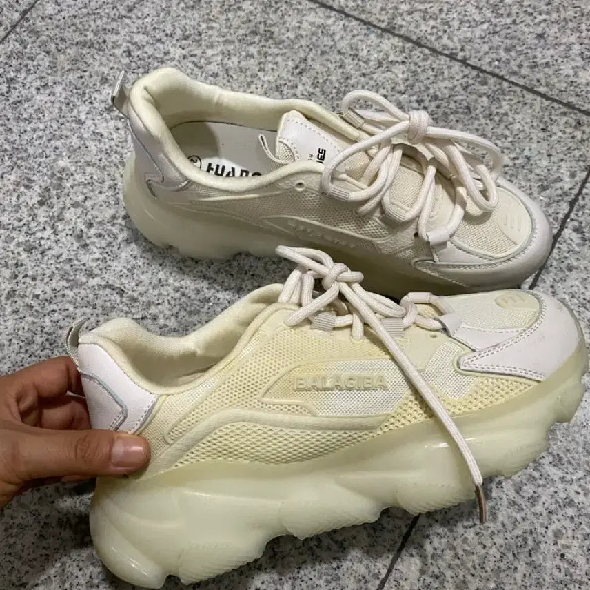 [BUNJANG] Comfortable Urethane Sneakers (White) / 통굽 5cm편한우레탄 스니커즈운동화 240~245