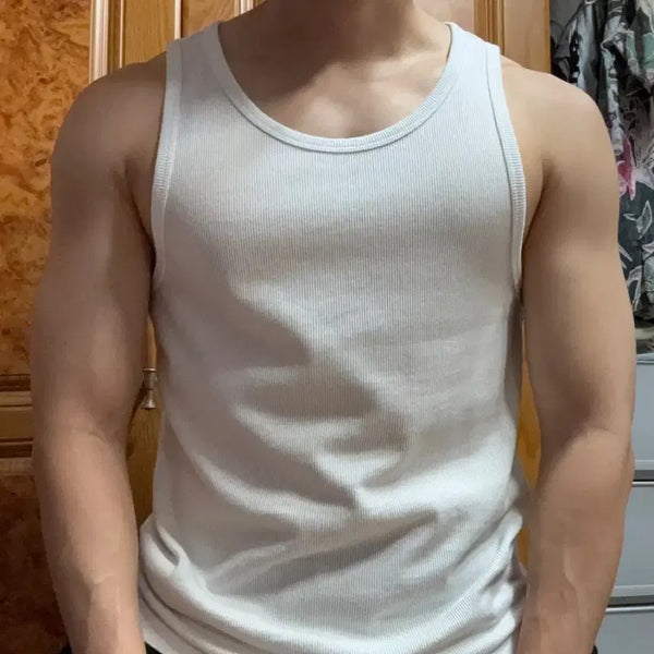[BUNJANG] H&M White Ribbed Sleeveless Top / H&M 화이트 골지 민소매