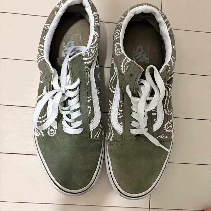 [BUNJANG] Vans Old Skool Olive Paisley Sneakers / 반스 올드스쿨 올리브 페이즐리